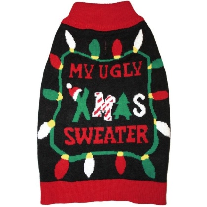 Fashion Pet Black Ugly XMAS Dog Sweater - Small